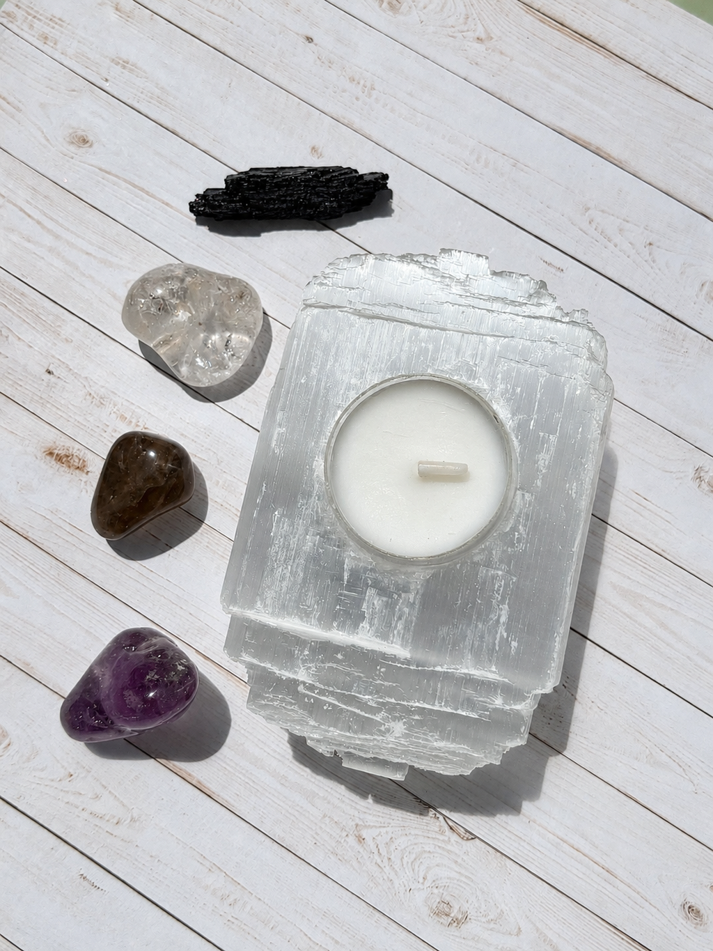 Reset and Restore Crystal Set with Selenite Candle Holder