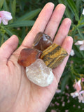 Aries Zodiac Sign Crystal Kit - Clear Quartz, Carnelian, Smoky Quartz, Tiger Eye: Confidence, Courage & Motivation