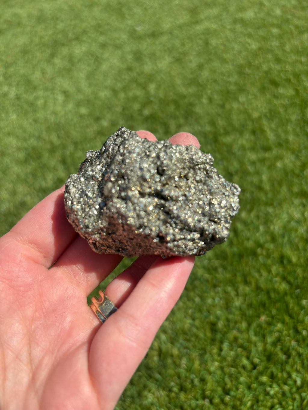 Pyrite Cluster with Calcite, One of a Kind,- P1