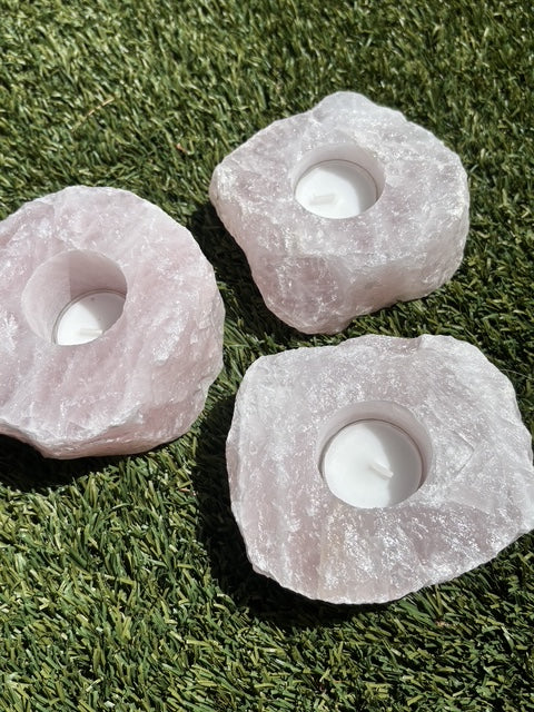 Rose Quartz Crystal Candle Holder