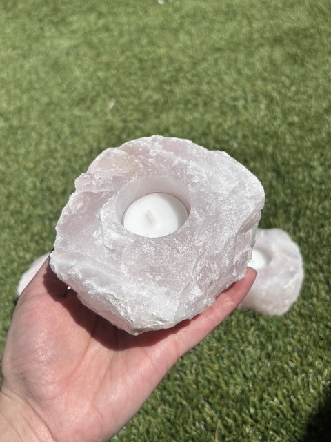 Rose Quartz Crystal Candle Holder