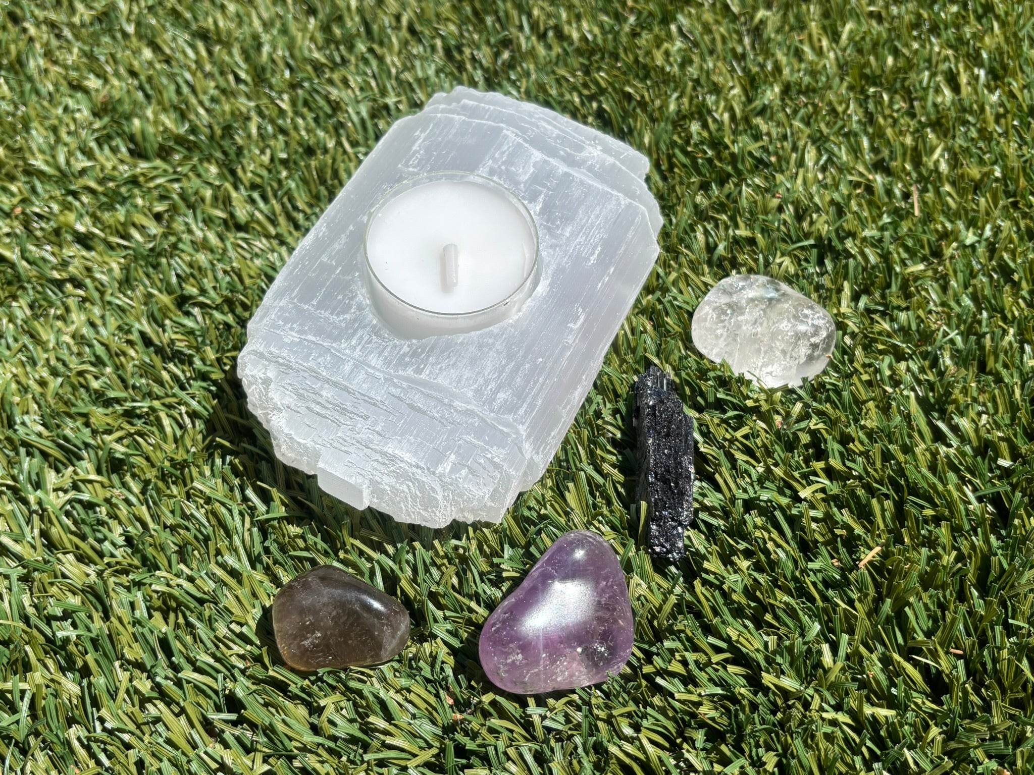 Reset and Restore Crystal Set with Selenite Candle Holder