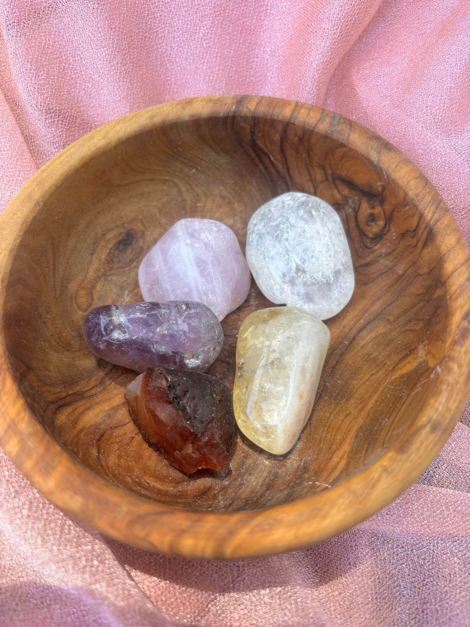 Sedona Sunset Crystal Starter Kit - Carnelian, Citrine, Rose Quartz, Amethyst, Clear Quartz