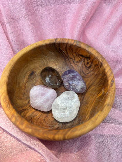 The Companion Crystal Starter Kit (The Beginner Set) - Rose Quartz, Smoky Quartz, Amethyst, and Clear Quartz