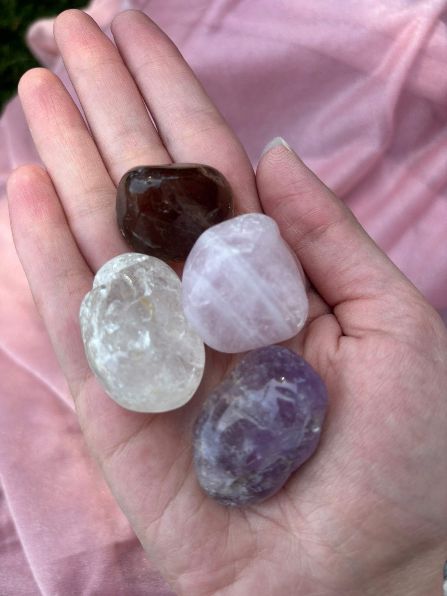 The Companion Crystal Starter Kit (The Beginner Set) - Rose Quartz, Smoky Quartz, Amethyst, and Clear Quartz
